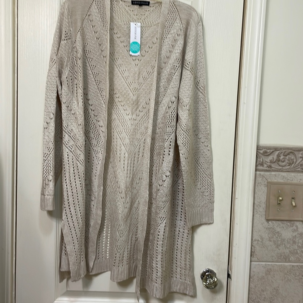 Love Ellie pointelle duster cardigan sweater, size xxl, new with tags